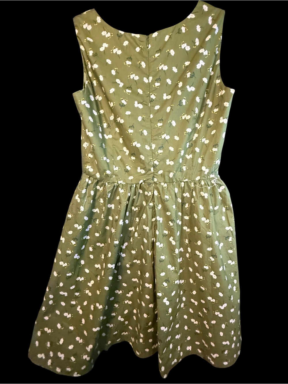 Tulip B Vintage Inspired Retro Dress Olive Green Floral Sleeveless Floral Daisy
